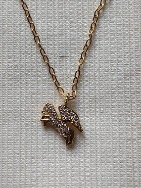 Auth AHKAH Diamond necklace Pegasus 18k Gold CATBIRD
